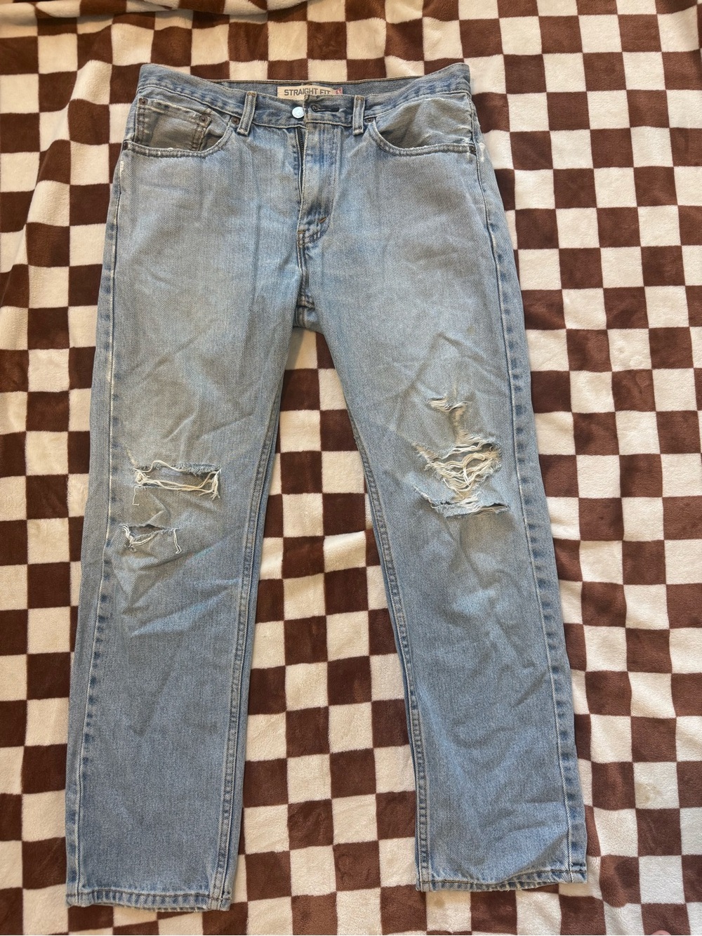 Levi's Light Blue Straight Ripped Jeans